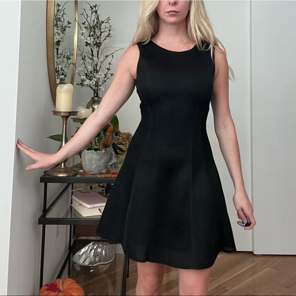 Love Ady black fit and flare scuba like material dress